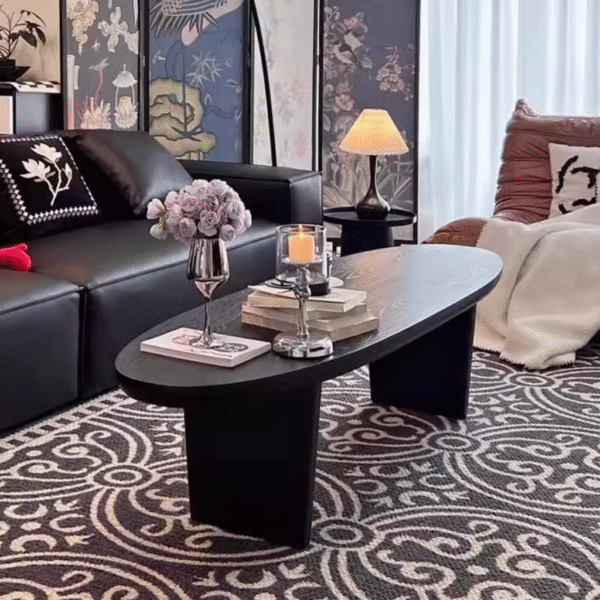 Screenshot 2025-08-04 at 01.48.45 Mid Century Black Oval Solid Wood Coffee Table