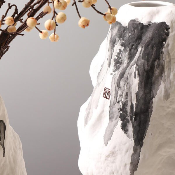 H6b3cf3b5789242429a1dd62f347ec8f3o Modern Oriental Black & White Ink Mountain Ceramic Ornament