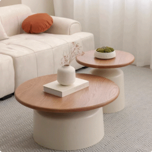 Minimalist Wood Round Martini Coffee Table