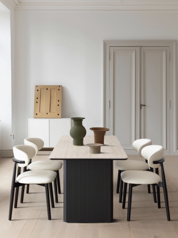 Travertine Sintered Stone Dining Table and Chair Set