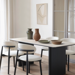Travertine Sintered Stone Dining Table and Chair Set
