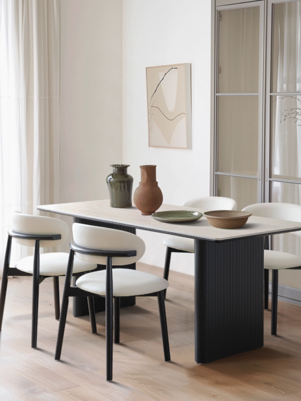Travertine Sintered Stone Dining Table and Chair Set