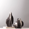 Modern Oriental Dark Grey Ink Mountain Ceramic Ornament