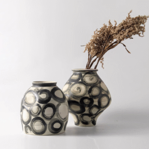 Modern Chinese Hand Painted Circle Ceramic Vase