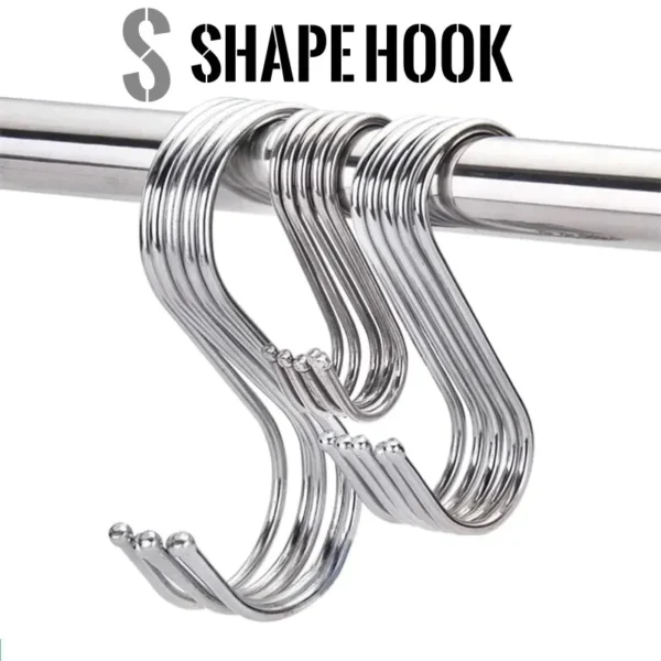 S Shape Stainless Steel Metal Hook 2pcs