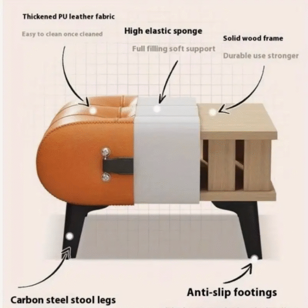 Portable Faux Leather Shoe Stool with Storage