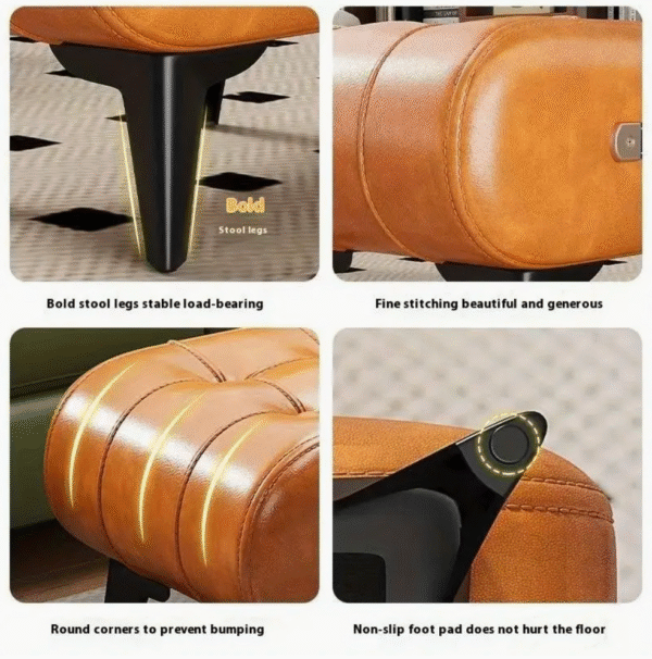 Portable Faux Leather Shoe Stool with Storage
