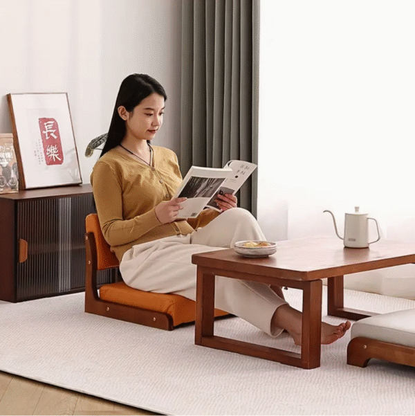 Tatami Floor Chair with Solid Wood Backrest