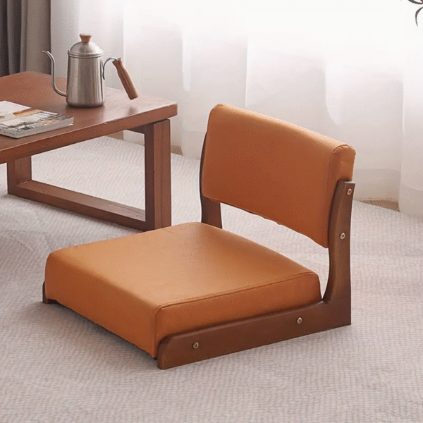 Tatami Floor Chair with Solid Wood Backrest