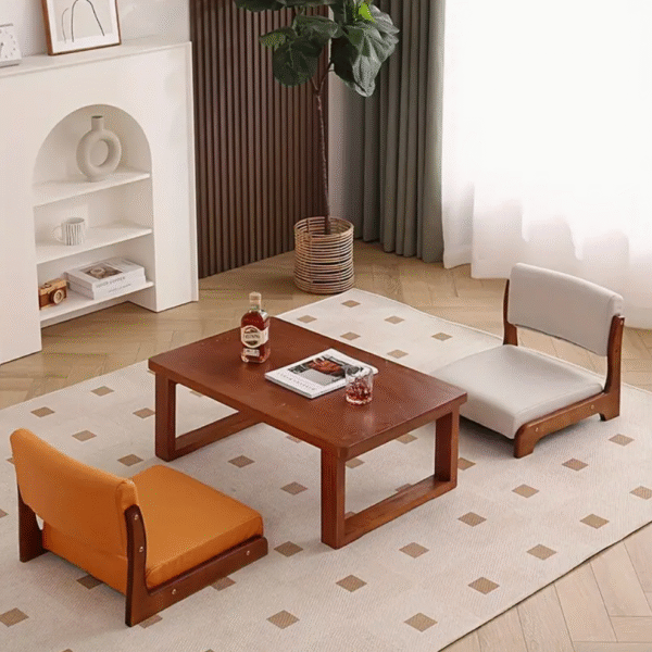 Tatami Floor Chair with Solid Wood Backrest