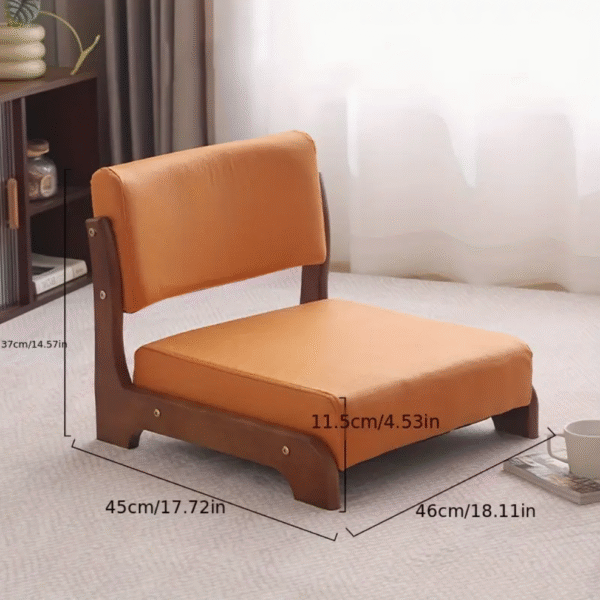 Tatami Floor Chair with Solid Wood Backrest